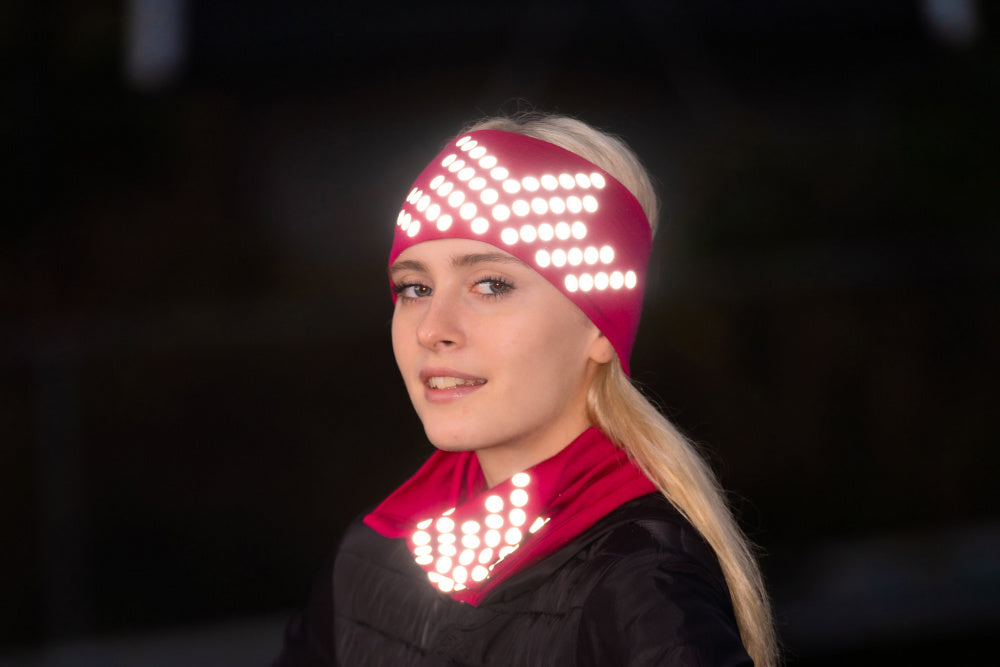 Morild Sølvfaks hals i ull med refleks kirsebærrosa